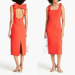 Rebecca Vallance Ally Red Bow Back Midi Dress Size 8